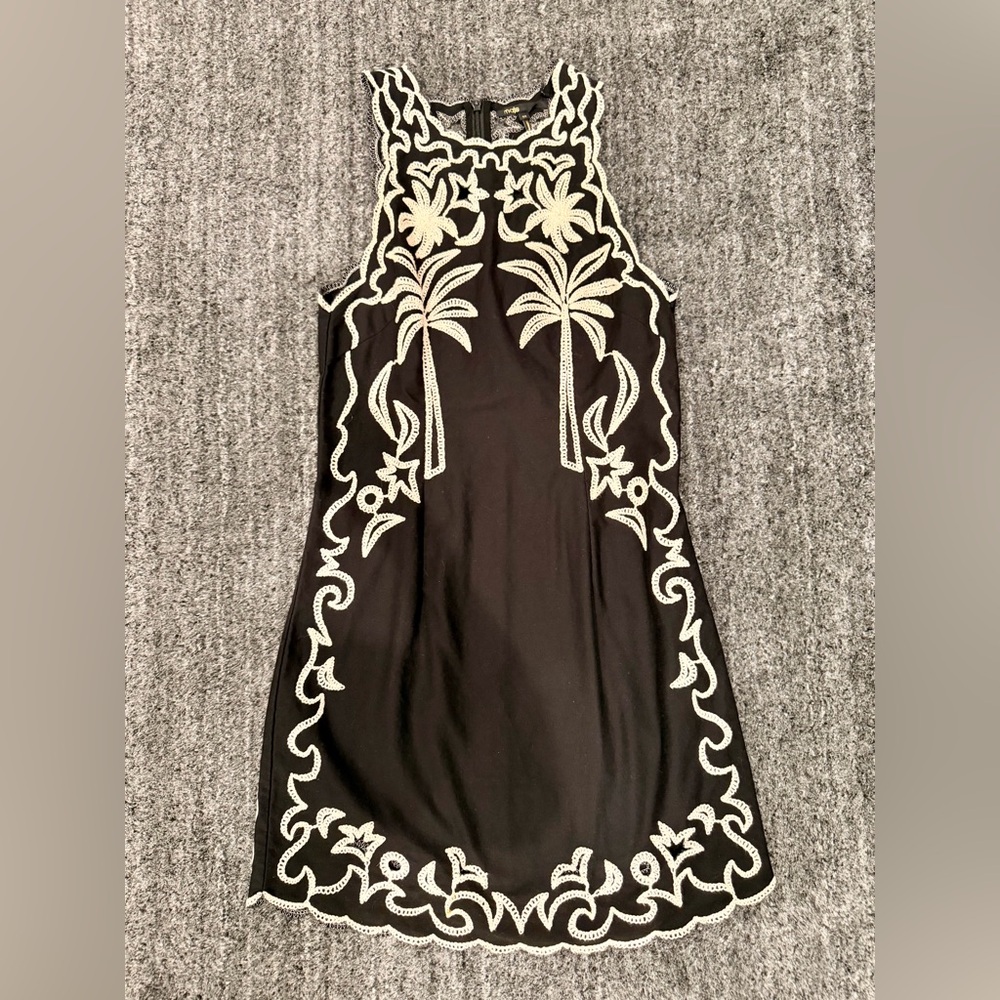 Maje Black Embroidered Palm Tree Mini Dress – EU 38 / US 6